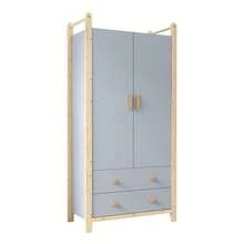 With Storage Blue Wardrobe Frame, Wood+Birch, - Blue - View 11