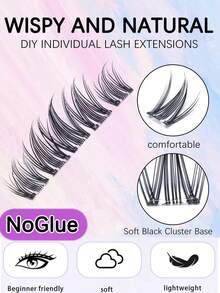 100 Pcs Self-Adhesive Anime-Style Lashes, Black Fine Layered Tips With Split Ends For Airy Natural Eye Contour, Five-Second Easy Application, Great For Relaxed Commuting, Fresh Social Outings, And Everyday Versatile Occasions. - D - View 3