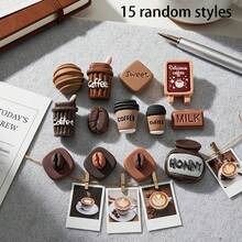 15/20/30 piezas de chinchetas creativas de estilo vintage americano con diseño de grano de café de chocolate, chinchetas para fijar fotos en la pared, chinchetas decorativas para tablero de fieltro, chinchetas decorativas lindas, accesorios pequeños, estilo aleatorio - A - Ver 8
