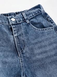 Girls' Denim Jeans, New Fashion Summer Style - Blue - View 5