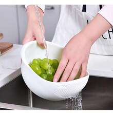1pc Multifunctional Plastic Rice Washing Bowl, Can Be Used As Rice Washing Bowl, Vegetable Basket, Fruit Drainer - Suitable For Healthy Meal Prep And Efficient Kitchen Use, Practical Kitchen Tool - Multicolor - View 16