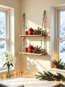 Bohemian Style 3-Tier Wall Shelf, Suitable For Displaying Indoor Plants, Books And Home Decor - Multicolor - View 7