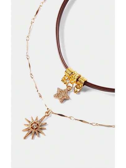 Noxbound 1pc Vintage Gold Sunflower Tiger Eye Necklace For Women