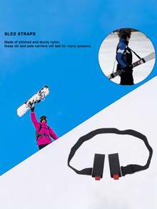 1Pc Universal Adjustable Ski Carrier Strap, Portable Snowboard Carrier Shoulder Straps, Cushioned Nylon Shoulder Harness, Non-Waterproof Lightweight Skiing Backpack Accessory For Men And Women(The Direction Of Hook And Loop Pasting Is Random) - Red Ears - View 8