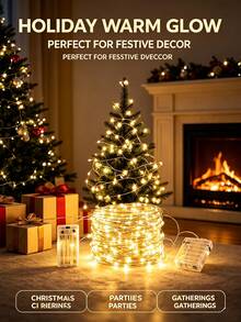 1pc 2/3/10m Plastic Copper Wire Fairy String Lights (Battery Not Included), Expandable Decorative Lights For Home, Garden, Party, Christmas Tree, Wedding, Bedroom, New Year, Room Decor, Autumn, Halloween And Christmas Home Decoration - Multicolor - View 5
