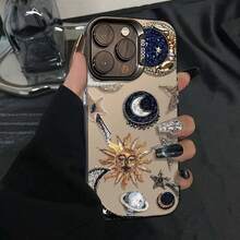 Phone Case: Diamond Sun Moon Universe: Laser Vitality Case With Half-Cover Lens, Suitable For Samsung Series, Apple Series,  14 Pro Phone Case, Apple 13 Protective Cover, 11/12, Suitable For  15 Plus Phone Case, 14 Pro Max, Apple 13 - Translucent Black - View 6