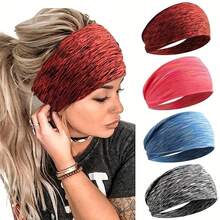 1pc Women's Mixed Color Sports Headband, Yoga Running Fitness Sweat-Absorbing Quick-Dry Elastic Headband Accessory - Multicolor - View 2