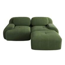 Modular Green Sofa - Corduroy Fabric Modular Sofa No Assembly For Living Room And Lounge - 綠色 2 人座 - 查看 4