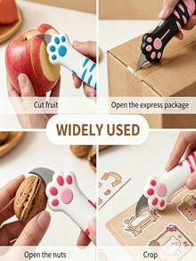 Cute Cat Paw Retractable Practical Mini Portable Cartoon Paper Cutter, Perfect For Opening Packages, Cutting Letters, DIY Crafts - This Kawaii Style Paper Knife Comes With A Lanyard Hole, Suitable For Office, Home And School Use, Halloween Gift, Christmas Gift, Great Gift For Family And Friends. - A - View 8