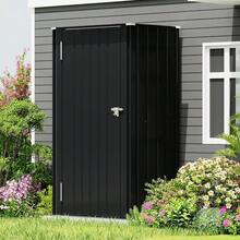 22 Cuft Vertical Storage Shed Without Adjustable Shelves, Black | Metal Tool Garden Outdoor Storage Cabinet With Lockable Door For Patio Garden Backyard, Black - Black - View 5
