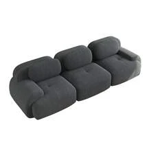 Modular 3 Seat Sofa Grey Corduroy Fabric - Frame Less, No Assembly For Living Room - 灰色 3 人座 - 查看 5