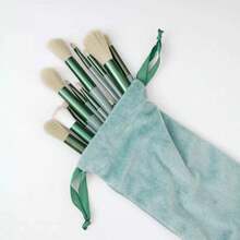 New Random 4-Piece Mint Green Makeup Brush Set: Portable Soft Bristle Brushes, Blush Brushes, Eyeshadow Brushes, Powder Brushes, Contouring Brushes, Concealer Brushes, Complete Makeup Tool Set With Flannel Bag For Storage - Mint Green - View 6