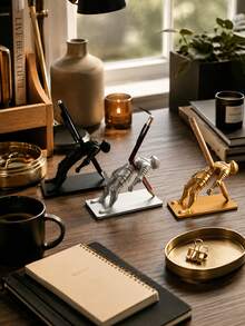 Knight Pen Holder Desktop Decor, Medieval Armor Warrior Pen Stand Resin Figurine, Creative Fun Pencil Storage Rack, Novel Desktop Ornament, Unique Office Supplies, Cool Desktop Accessory Gift For Colleagues, Students, Home And Office Desk Decoration - Multicolor - View 2