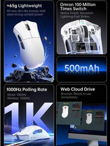 ATTACK SHARK Wireless Bluetooth Gaming Mouse, Long Battery Life, Three-Mode, Lightweight - View 4