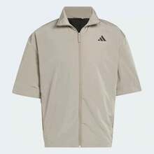 Adidas Spring/Summer Short Sleeve Sports Jacket, Collared Basketball Sports Short Sleeve Outerwear Top JC7837 - Light Grey - View 3
