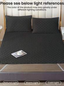 1pc Waterproof Dustproof Mattress Protector Cover With Elastic Band, Soft & Breathable, Black, Suitable For All Seasons - Black - View 9