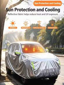 All-Season Car Cover, Sun Protection, UV Resistant, Waterproof, Dustproof, Heat Resistant, PEVA Material, Multiple Sizes Available - Multicolor - View 8