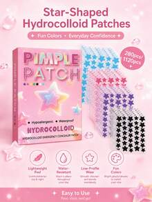 280/1120PCS Multi-Colored Star-Shaped Pimple Patch, Formulated With Gentleness And Comfort, Are Skin-Friendly And Natural For Pimple Patch Care. Adorable Patches For Girls - Star - View 5