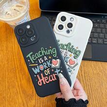 Premium Angel Eyes Phone Case With Teaching Is A Work Of Heart Pattern Cartoon Animation UV Printing Phone Cover 360 Degree Full Protection For IPhone 17 11 12 13 14 15 16 Pro Max Plus Mini For Smartphone Best Gift Lightweight And Comfortable Touch - 古董白 - 查看 7