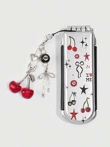 Kawaii 1Pc Sweet Cool Style Cherry Decor Pocket Comb, Cherry Charm Pendant DIY Comb, Portable For Back To School - Multicolor - View 2