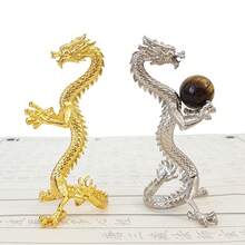 Crystal Ball Stand With Hand-Carved Dragon Pattern, Gold Or Silver Color Options, Desktop Display Ornament, Meditation Altar Decor - 1PC - View 7