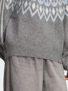 Adidas Originals Women's Fair Isle Crew Neck Sweater Pullover KS5964 - Grey - View 5