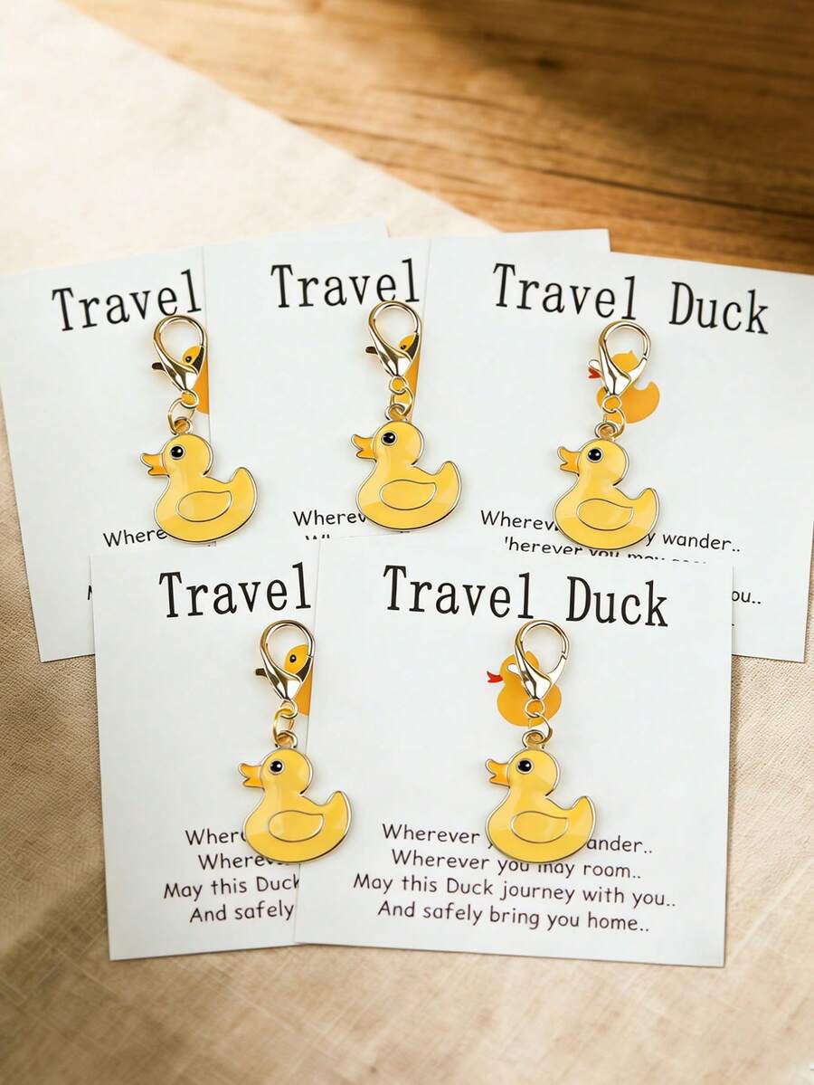 10pcs Cute Yellow Ducklings With Cards Printed With Encouraging, Comforting Or Inspirational Words To Express Love And Care - Multicolor - View 1