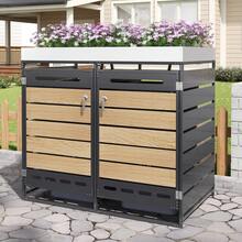 Black Iron Patio Storage Shed With Flower Box – Outdoor Garden Tool Box - Black - View 8