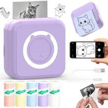 PRINHSJI Wireless Mini Printer, Portable Inkless Thermal Sticker Printer With 5 Rolls Printing Paper, For Photos, Notes, Gift, Receipts, Lists, And DIY Journals, Compatible With IOS & Android - Multicolor - View 3