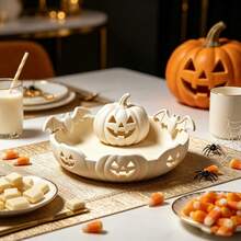 3D Printed Pumpkin Snack Tray Reusable Candy Container Party Supplies - White - View 3