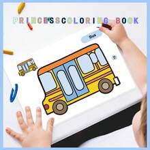 1pc Children's Coloring Book Set, Princess And Transportation Themed Books, Suitable For 3-6 Years Old Kids, Portable Preschool Coloring Activity Book, Perfect For Road Trips And Birthday Gifts, Suitable For Boys And Girls - Multicolor - View 3