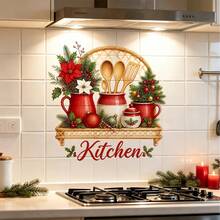 3/1 buah Stiker Dinding Dapur Natal. Pohon Natal Mini, Peralatan Holly dengan Desain Huruf Dapur. Stiker Vinyl Tema Natal Modern untuk Dekorasi Pesta Liburan Musim Dingin Ruang Makan Dapur. - View 10