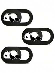3 piezas Cubierta deslizante para cámara web con diseño lindo de panda, ajuste delgado para portátil, computadora, teléfono inteligente, tableta para proteger su privacidad y , adhesivo fuerte (3 paquetes - Diseño de panda) - Multicolor - Ver 1