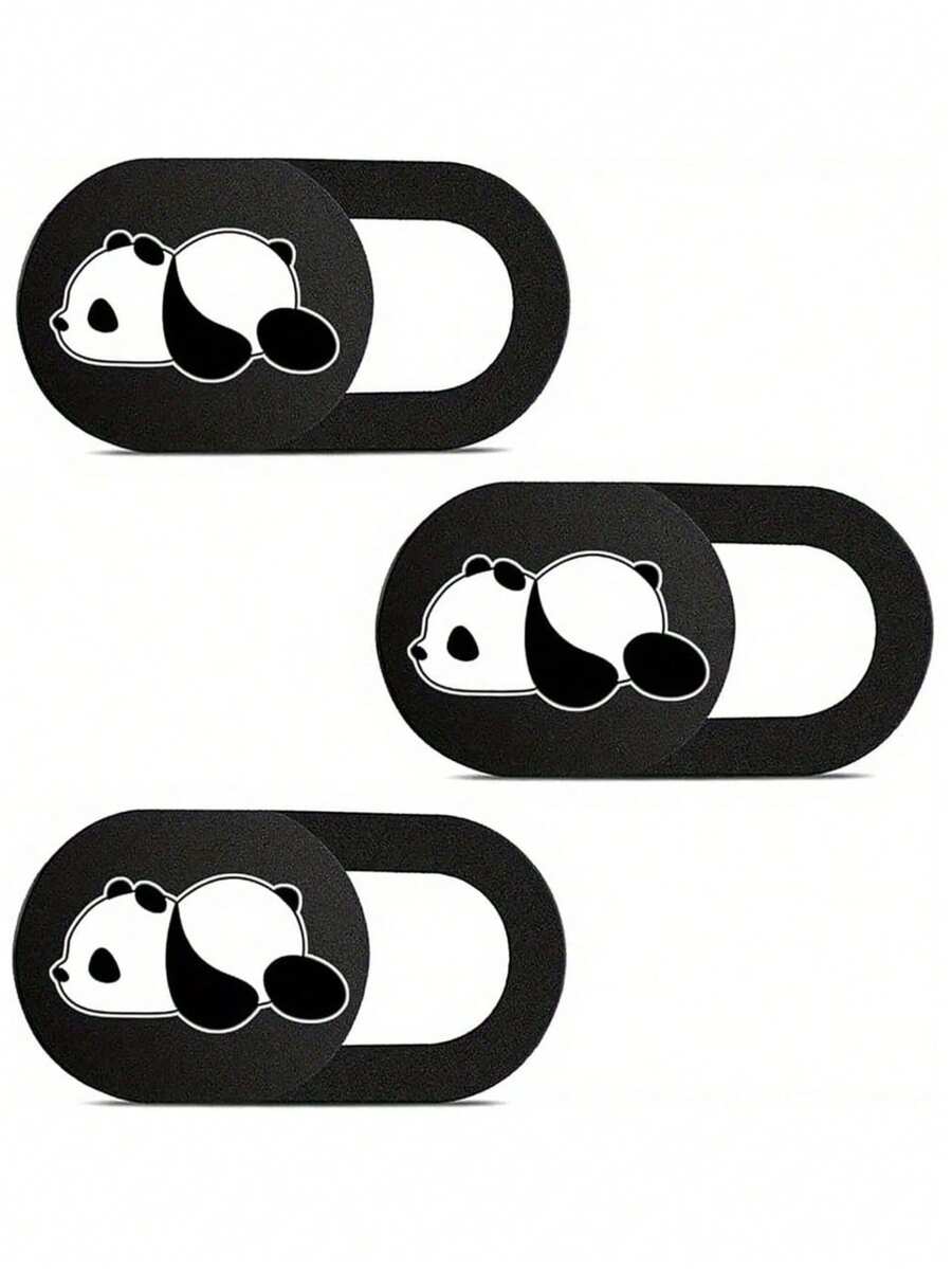 3 piezas Cubierta deslizante para cámara web con diseño lindo de panda, ajuste delgado para portátil, computadora, teléfono inteligente, tableta para proteger su privacidad y , adhesivo fuerte (3 paquetes - Diseño de panda) - Multicolor - Ver 1