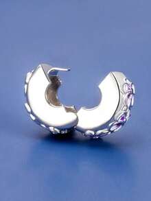 1pc Fashion Charming Minimalist Niche Design Positioning Buckle Series Petal, Butterfly, Star Moon, Demon Eye Bead Charm Creative Daily Versatile DIY Bracelet Necklace Gift - Silver - View 5