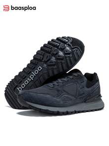 baasploa Men's Retro Casual Sports Shoes, Breathable Or Warm Styles Available, Comfortable And Non-Slip, Suitable For Daily Commute And Outdoor Walking - Dark Grey - View 2