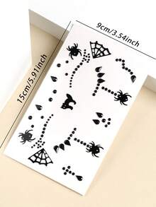 2 miếng dán đá rhinestone Halloween đen + đỏ lớn & nhỏ hình tròn & hình giọt nước với nhện, mèo, mạng nhện, trang trí mặt 3D cho trang điểm Halloween, tiệc, vũ hội, trang trí mặt & cơ thể - Nhiều màu - Xem 10