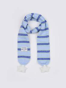 Striped Star Pom Pom Kids Scarf, Autumn/Winter College Style Versatile Decorative Thick Warm Neck Warmer - A - View 4