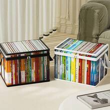 2PCSThickened, Foldable, Transparent PVC Storage Box Featuring A Clear Viewing Window; A Durable, Waterproof Rectangular Container Suitable For Books, Toys, Stationery, And Snacks-Space-Saving And Ideal For Home Or Classroom Organization. - View 8
