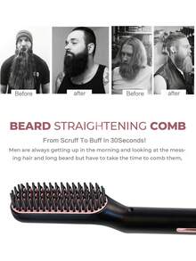 UKLISS 2026 Upgraded Men's Hair & Beard Straightener – Professional Electric Flat Iron With Comb, Fast-Heating Styling Tool For Smooth, Neat Hair & Beard - Black - View 5