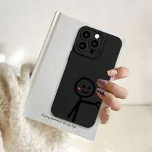 Phone Case, Couple Style Minimalist Pattern, All Inclusive Lens Anti Drop, Suitable For IPhone 17 17 Pro 17 ProMax 11 12 13 14 15 16 ProMax Air Mini Plus, Fashionable, The Most Practical Gift For Boys And Girls - 黑色 - 查看 3