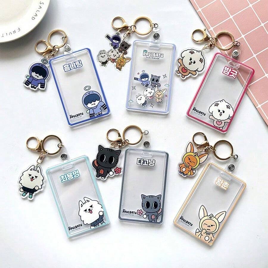 TXT Acrylic Card Holder Pendant, Bag Charm, Keychain, Student ID, Bus Card, Meal Card, Badge Protector, Keyring, Bag Decoration, Fan Photo Card, Photo Protector Pendant, Birthday Gift, Holiday Gift - Multicolor - View 1