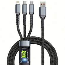 BinBoom Multi-Function Charging Cable, Multi-Head Charging Cable, 3-In-1 Multi-Function Charging Cable, Multi-USB Charging Cable, Fast Charging Cable With Lightning/Micro USB/Type-C Interface Suitable For Phones///PS And Other Devices - Black - View 11