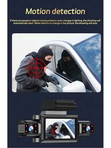 Wifi HD 4-Lens Panoramic Dash Cam, Low Light Night Vision, 360° Panoramic Recording, 4-Camera Recording, Collision Sensor, Equipped With 64Gb Loop Recording, Phone Connectivity - 4-channel Dash Cam - View 8