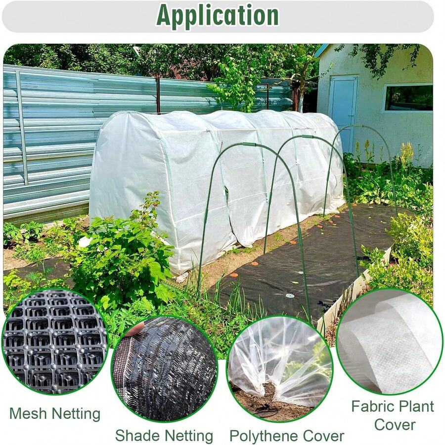 Greenhouse Arch Frame Planting Tunnel Garden Arch Suitable For Raised Flower Beds Detachable Rust-Proof Steel Plastic Coated Planting Tunnel Kit Steel Greenhouse Support Arch Durable DIY Garden Net Small Greenhouse Kit - Green - View 1