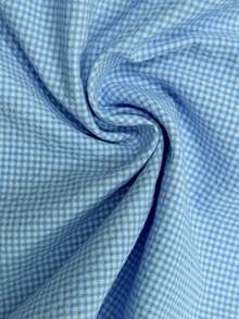 WAIT HIM Men's Business Casual Plaid Colorblock Long Sleeve Dress Shirt - Blue and White - View 5