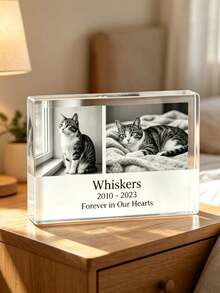 Customized Personalized Acrylic Photo Frame Desktop Photo Frame Gift, Rectangular Photo Frame, Birthday Gift, Pet Gift, Personalized Cat, Dog Memorial Gift, Acrylic Pet Memorial Plaque, Personalized Photo Keepsake, Condolence Decor For Cat And Dog Lovers, Holiday Gift - Multicolor - View 5