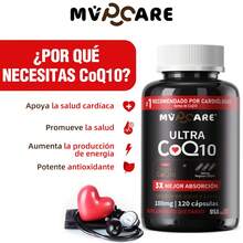 Suplemento de CoQ10 100 mg, CoQ10 Soluble en Agua y Grasa. Absorción Máxima Garantizada,antioxidante, beneficioso para la salud del corazón y la producción de energía, Suplemento de coenzima Q10 - MVPCARE 120 cápsulas blandas - Una botella - Ver 3