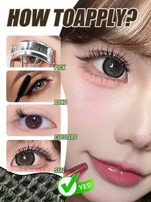 168 Bundles Natural Waterproof False Eyelashes, 9-16mm Mixed Length, Optional Curl, Lightweight And Easy To Wear, Suitable For Creating Various Makeup Looks From Natural To Voluminous, Ideal For Daily Wear And Various Occasions - View 7