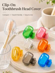 Transparent Toothbrush Head Cover With Spring Clip Closure, Dust-Proof Protective Cap, Keeps Brush Head Clean - Multicolor - View 2
